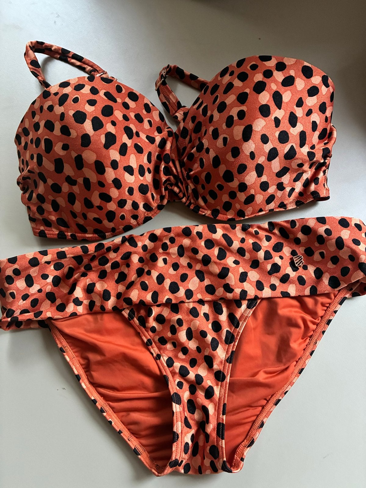 Beachlife Bikini 38E Strapless Brique Print ZGAN, Kleding | Dames, Badmode en Zwemkleding, Ophalen of Verzenden, Zo goed als nieuw