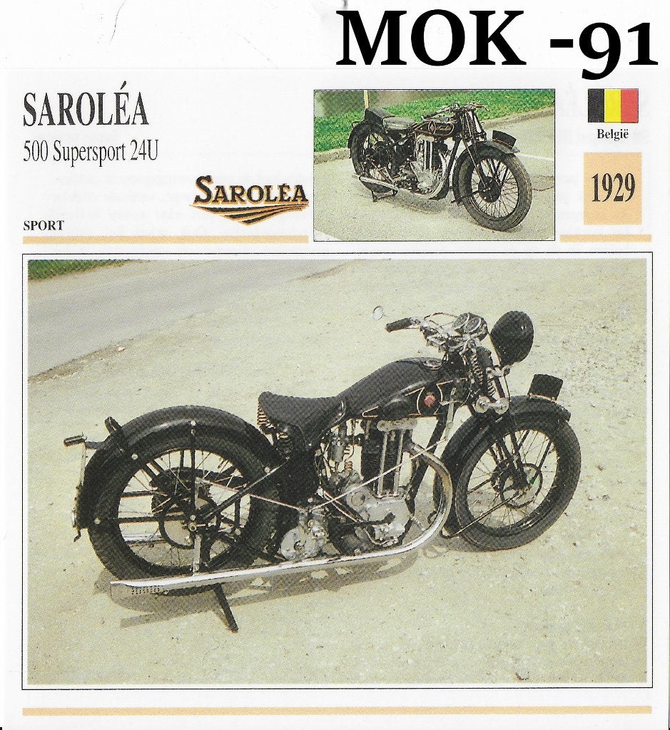 Mok91 motorkaart sarolea 500 supersport 24u ( 1929 ), Ophalen of Verzenden, Zo goed als nieuw, Auto's