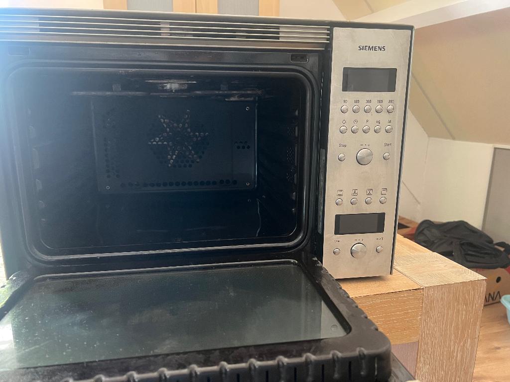 Siemens oven/ magnetron combi, Gebruikt, Oven met grill, Draaiplateau, Hete lucht
