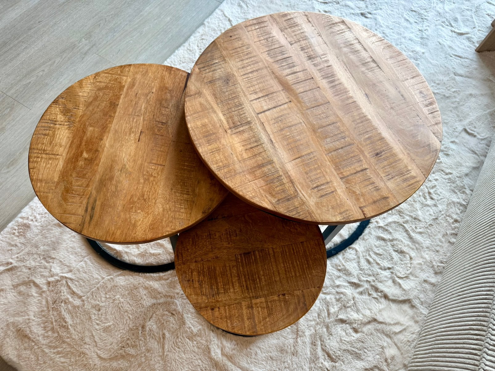 Zeer Mooie Salontafelset Mangohout, Zo goed als nieuw, Overige houtsoorten, 50 tot 100 cm, Ophalen of Verzenden