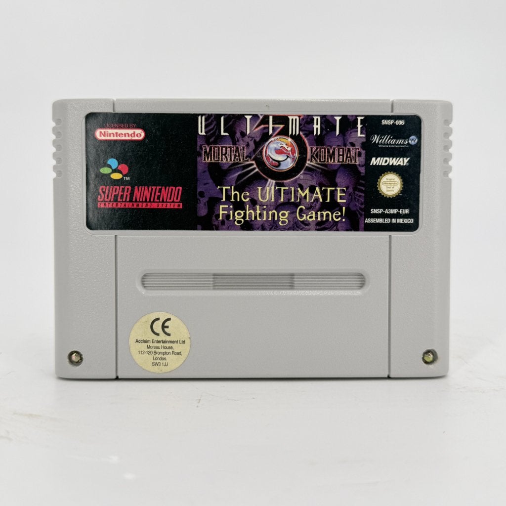 Mortal Kombat Ultimate (SNES) | Losse cassette, Nintendo, Zo goed als nieuw, Support@nintendo.com, 11-1 Hokotate-cho, Kamitoba, Minami-ku
Kyoto 601-8501
Japan