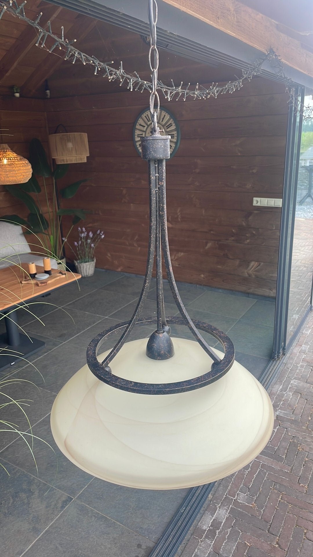 Hanglamp, Antiek, Gebruikt, Glas, E27 (groot)