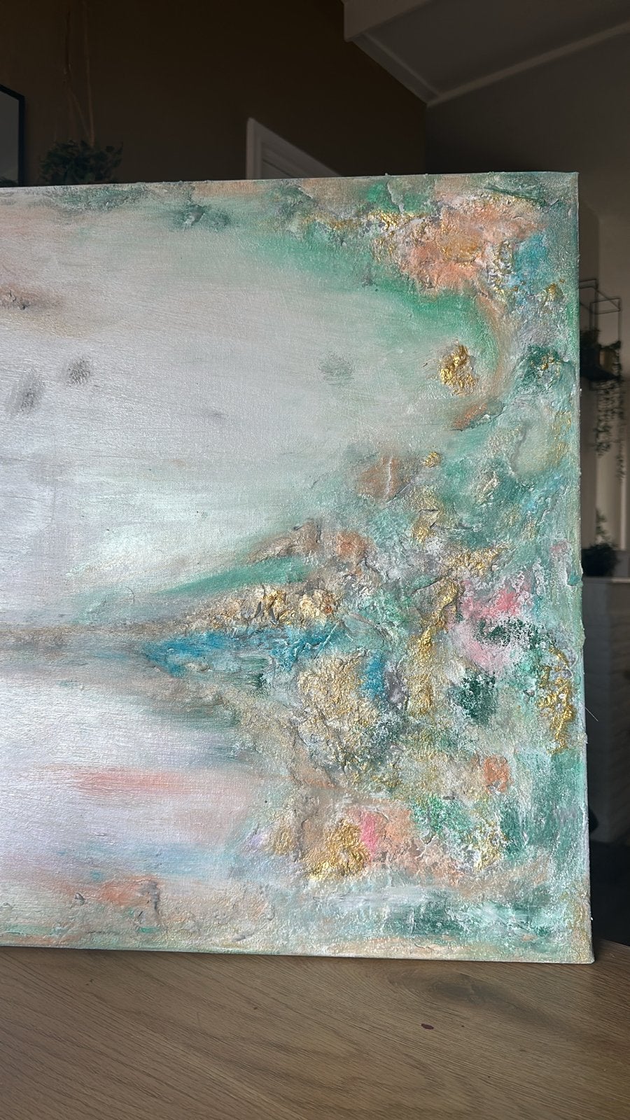 Abstract Schilderij met Gouden Accenten, Ophalen of Verzenden