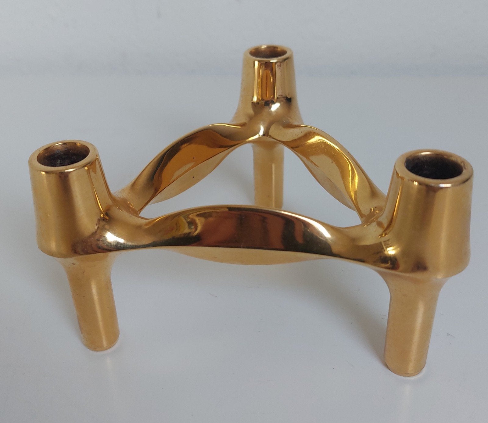 Vintage goudkleurige nagel kandelaar bmf, Ophalen of Verzenden