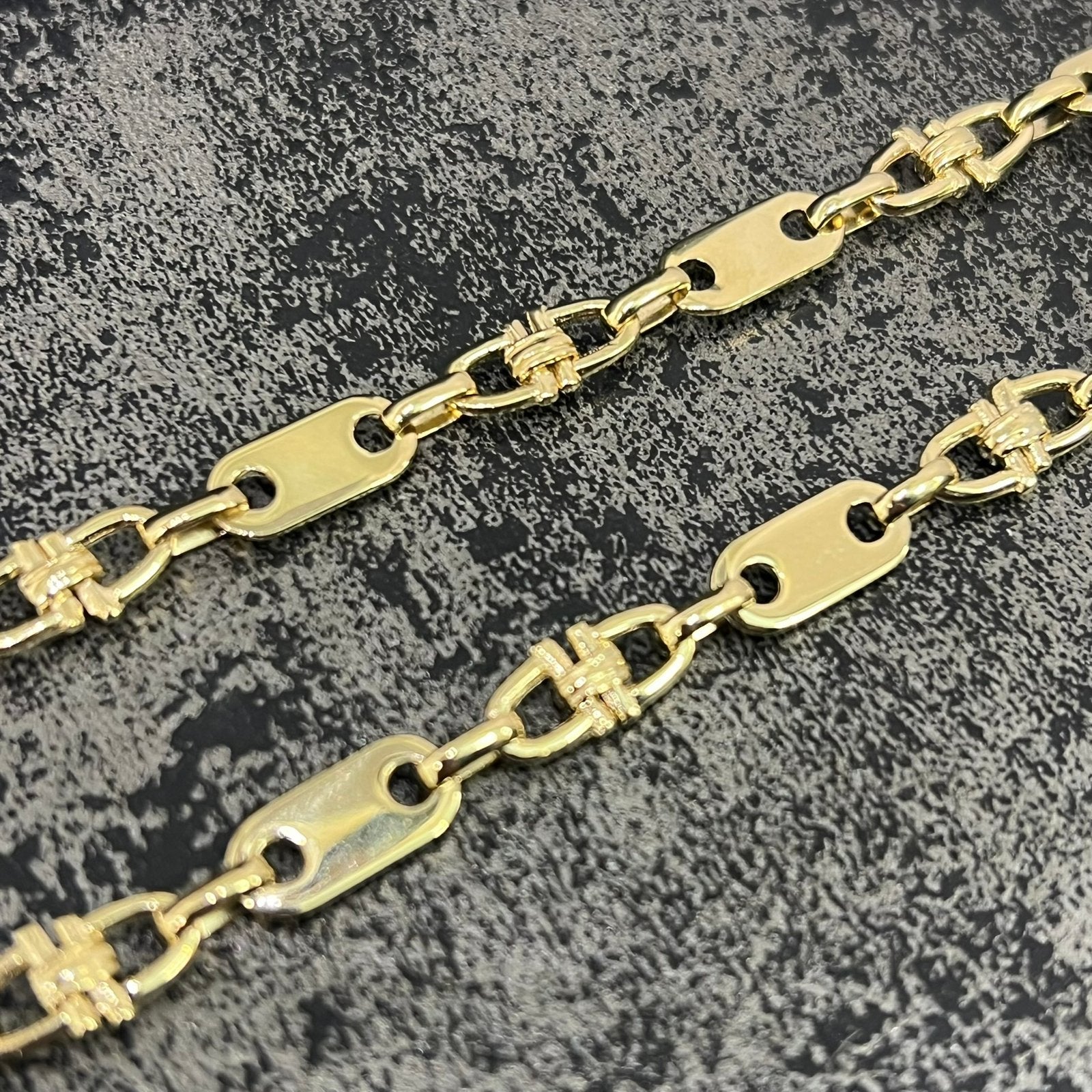 14k gouden ketting massief schakel flat magnum, Ophalen of Verzenden, Zo goed als nieuw, Goud
