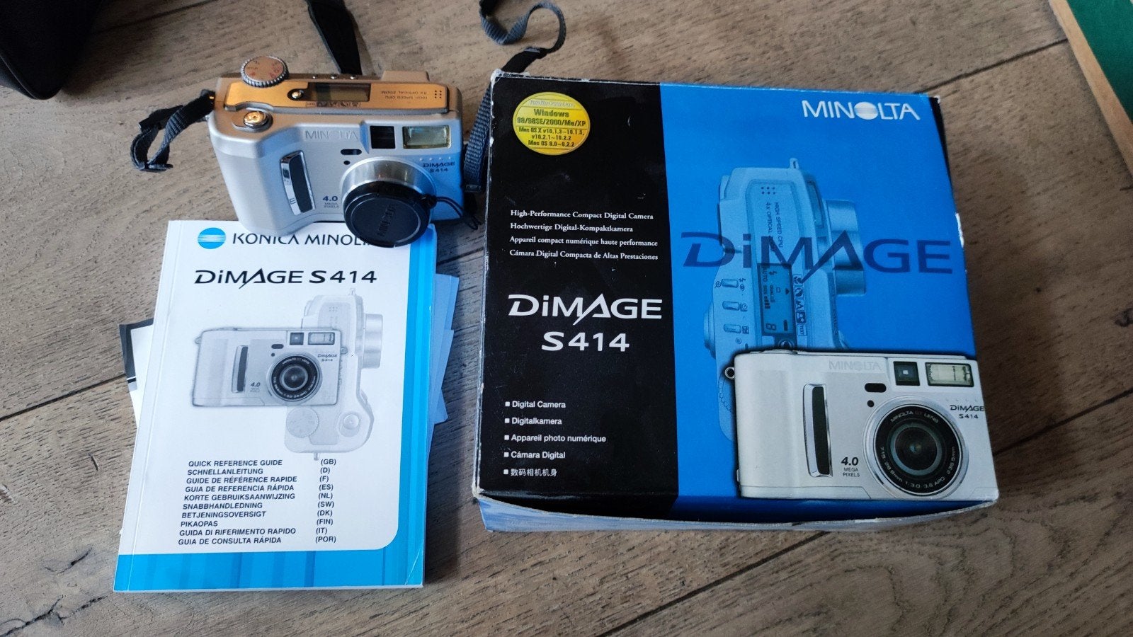 Minolta DiMAGE S414 Digitale Camera met Doos en Handleiding, Audio, Tv en Foto, Fotocamera's Digitaal, Ophalen of Verzenden, Gebruikt