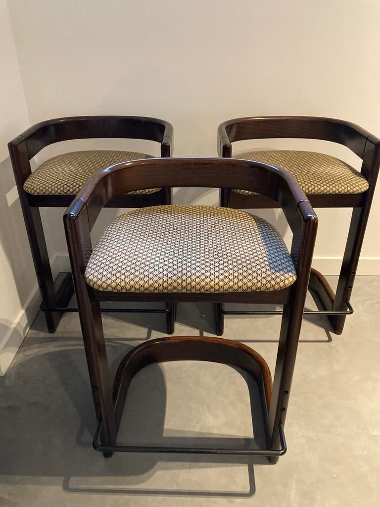 3 barkrukken Willy Rizzo stijl - Hollywood-Regency, Huis en Inrichting, Stoelen, Zo goed als nieuw, Stof, Ophalen