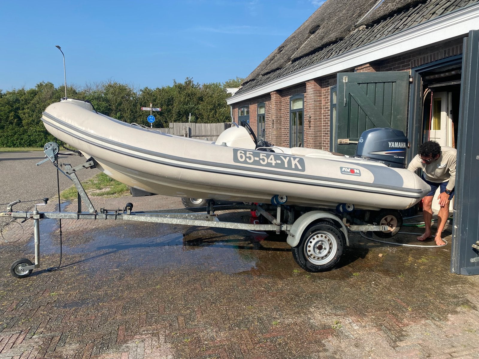 Avon rib boot inc. trailer/lichtbalk. Yamaha 4 takt 50pk., Ophalen, Gebruikt, Avon