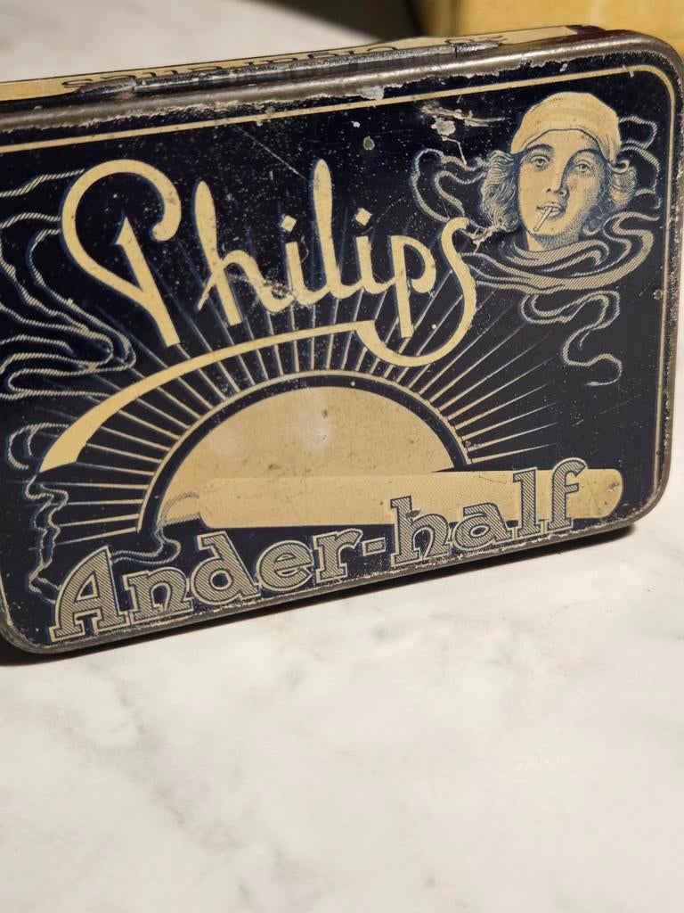Philips ander half sigaretten blikje 20 stuks, Verzamelen, Blikken, Ophalen of Verzenden, Overige