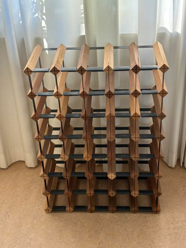 BORDEX WINE RACK  wijnrek hout met metaal  40 /80 flessen, Ophalen, Zo goed als nieuw, Metaal, 25 flessen of meer