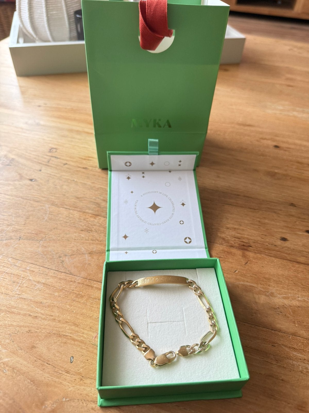 MYKA Goud Vermeil schakelarmband 1maand oud incl verpakking, Verstelbaar, Ophalen of Verzenden, Zo goed als nieuw, Goud