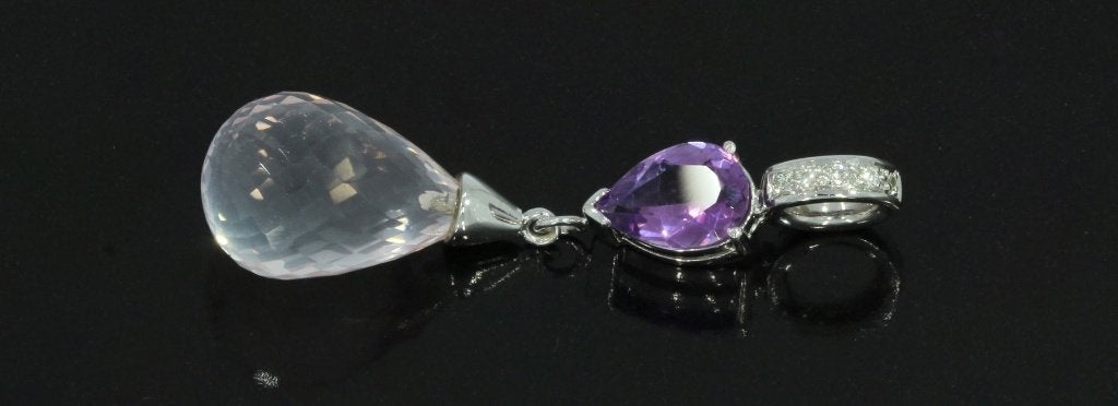 Diamanten bergkristal luxe 14k ketting hanger goud briljant, Voordeelsieraden, Ophalen of Verzenden, Zo goed als nieuw, Met edelsteen