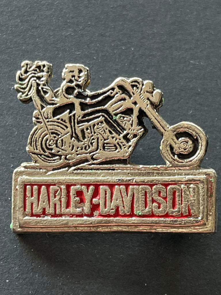 Vintage Harley Davidson Pin - Motorrijder met Passagier, Ophalen of Verzenden, Zo goed als nieuw, Nvt, Nvt