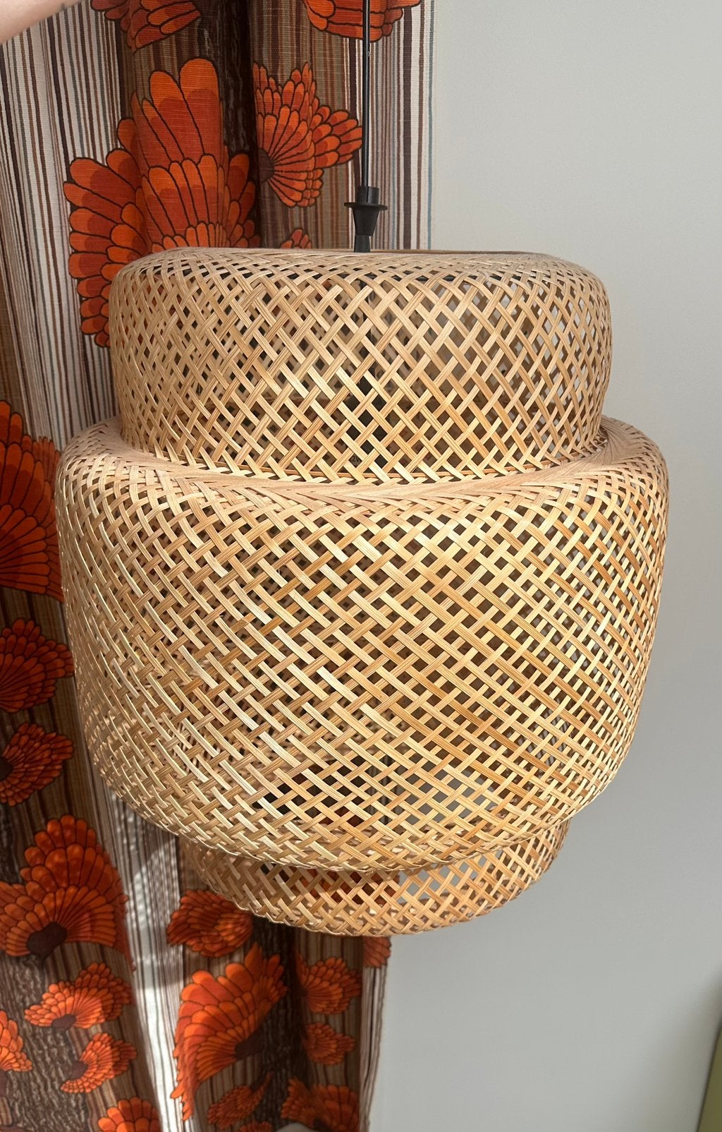 2x IKEA Sinnerlig bamboe hanglamp groot | €50 voor 2, Ophalen, Zo goed als nieuw, Minder dan 50 cm