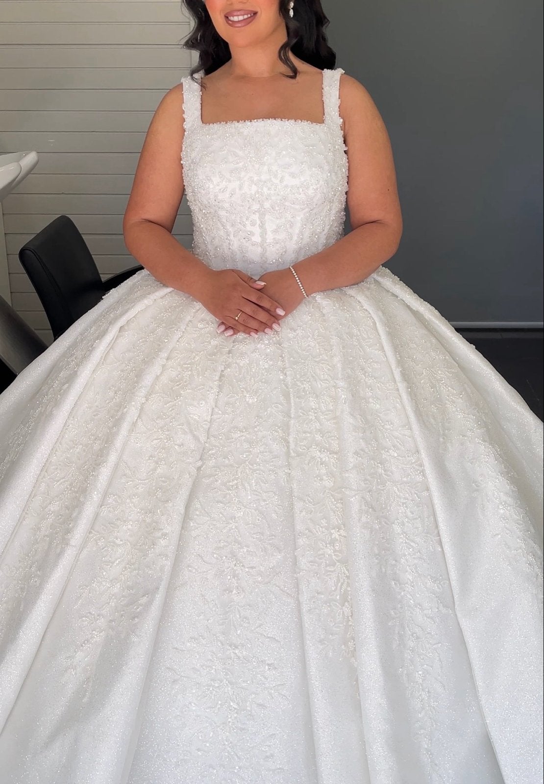 Prachtige witte trouwjurk met vierkante halslijn, Kleding | Dames, Ophalen, Zo goed als nieuw, Wit, Trouwjurk