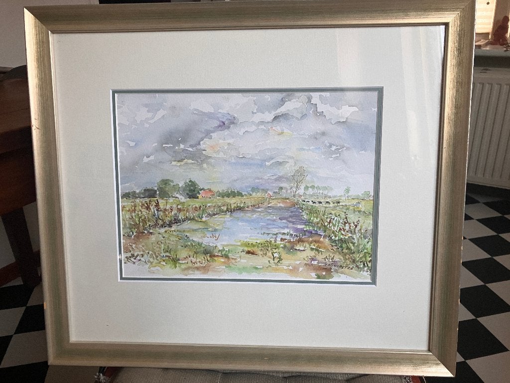 Gerben Tuinstra Friesland, Realistisch, Overige ondergronden, Ophalen of Verzenden, Landschap