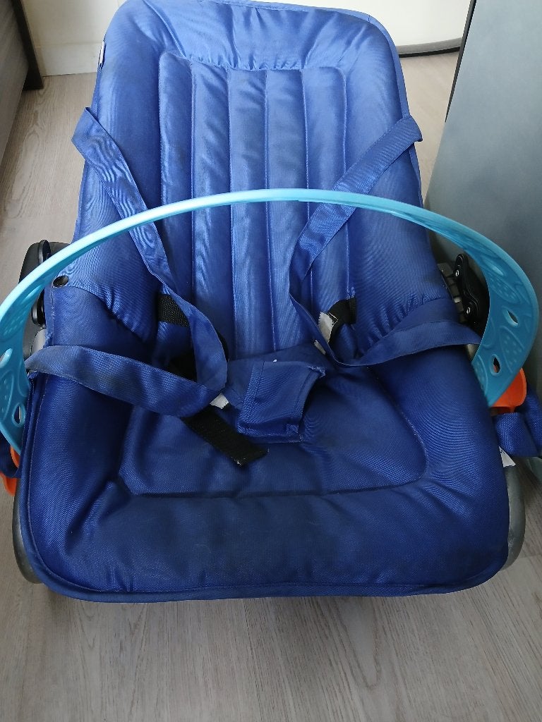 Wipstoel kees blauw, Gebruikt, Wipstoel, Met gordel(s) of riempje(s), Ophalen