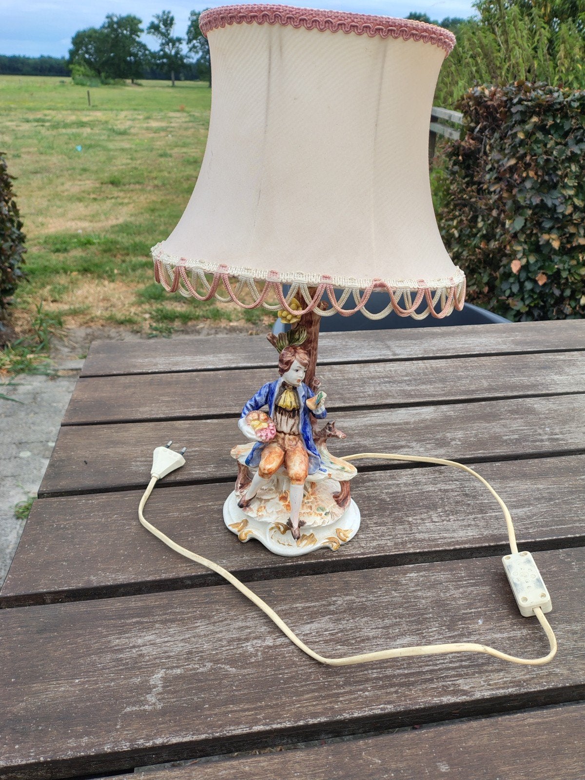Vintage porseleinen tafellamp met figuur, Ophalen of Verzenden