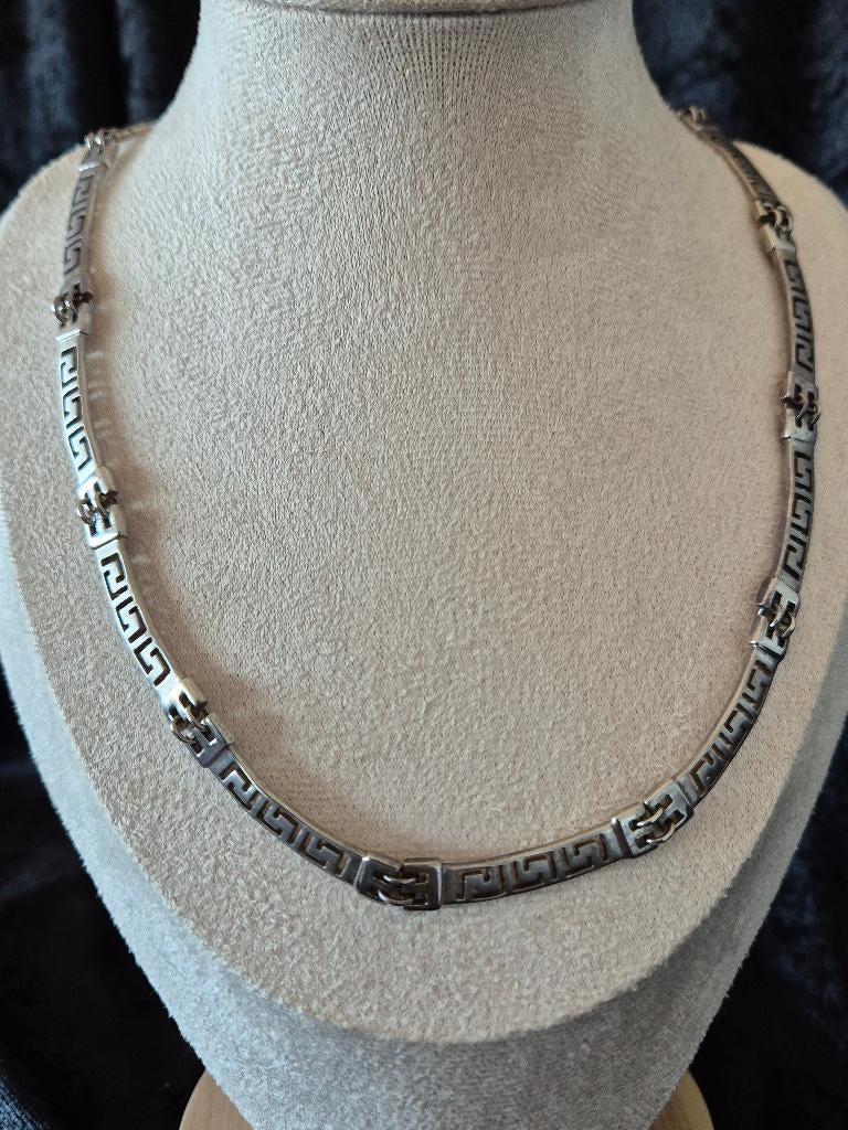 Zilveren ketting 445 met griekse sleuteldesign, Zilver zolder, Ophalen of Verzenden, Zo goed als nieuw, Zilver zolder