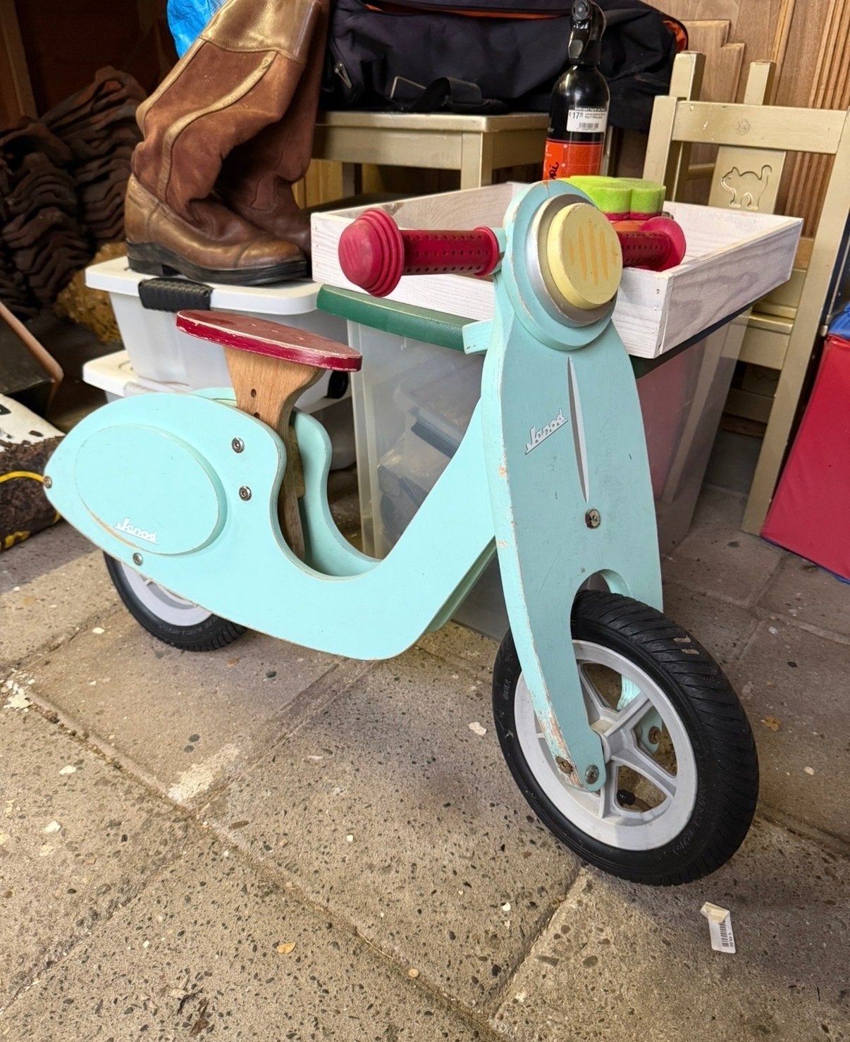 Janod Houten Loopscooter - Mintgroen, Ophalen of Verzenden, Gebruikt, Loopfiets