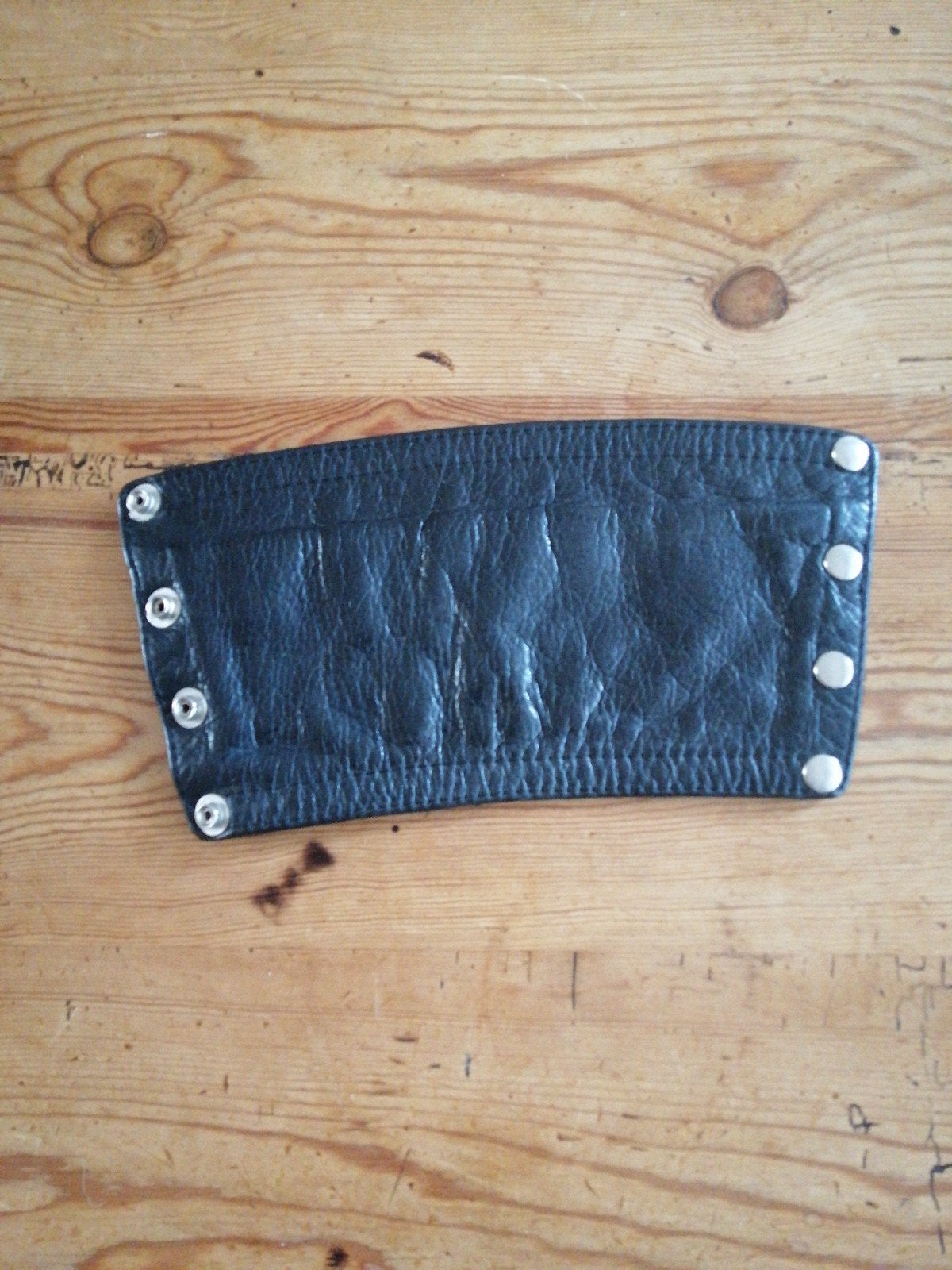 Zwarte leren armband met rits en drukknopen, Ophalen of Verzenden, Gebruikt, Zwart, Leer