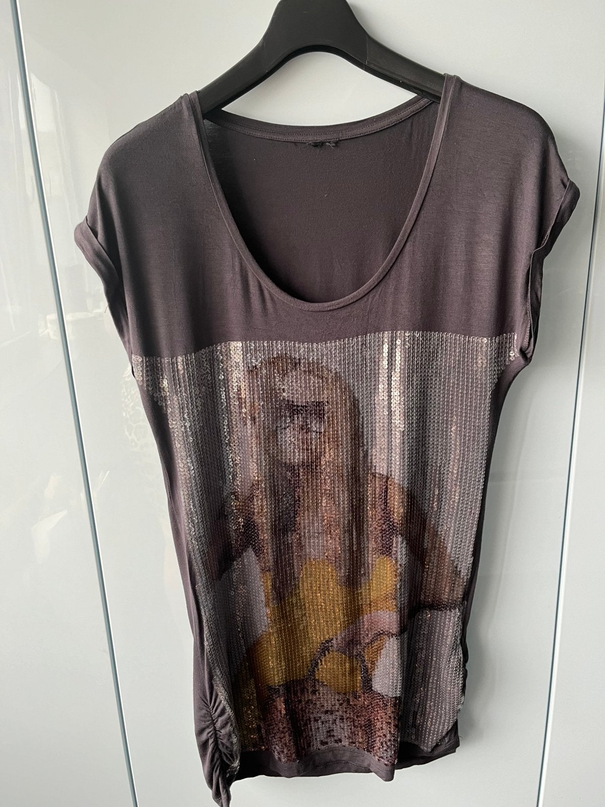 Tuniek paillette print grijsblauw maat L, Kleding | Dames, Ophalen of Verzenden, Zo goed als nieuw, Maat 42/44 (L), Grijs