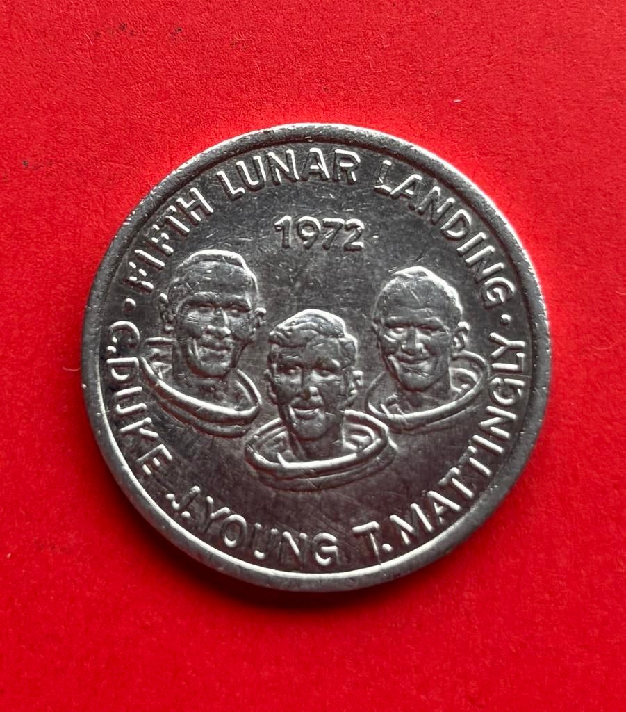 Herdenkingsmunt Apollo 16 Vijfde Maanlanding 1972, Postzegels en Munten, Munten | Amerika, Losse munt, Noord-Amerika, Ophalen of Verzenden