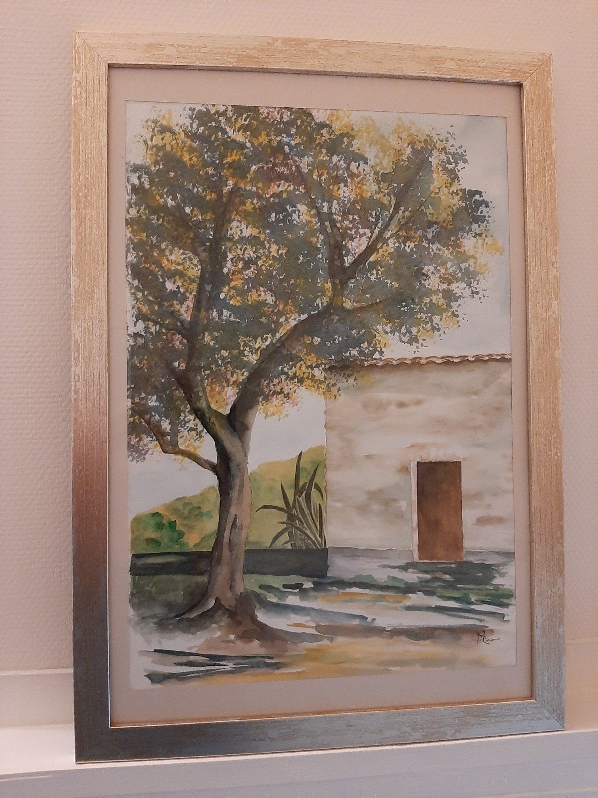 aquarel schuur huisje, Ophalen of Verzenden