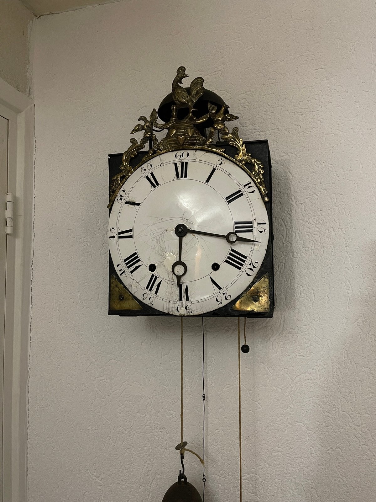 Antieke haantjesklok 1760 -1790 comtoise Frankrijk, Antiek en Kunst, Antiek | Klokken, Ophalen of Verzenden