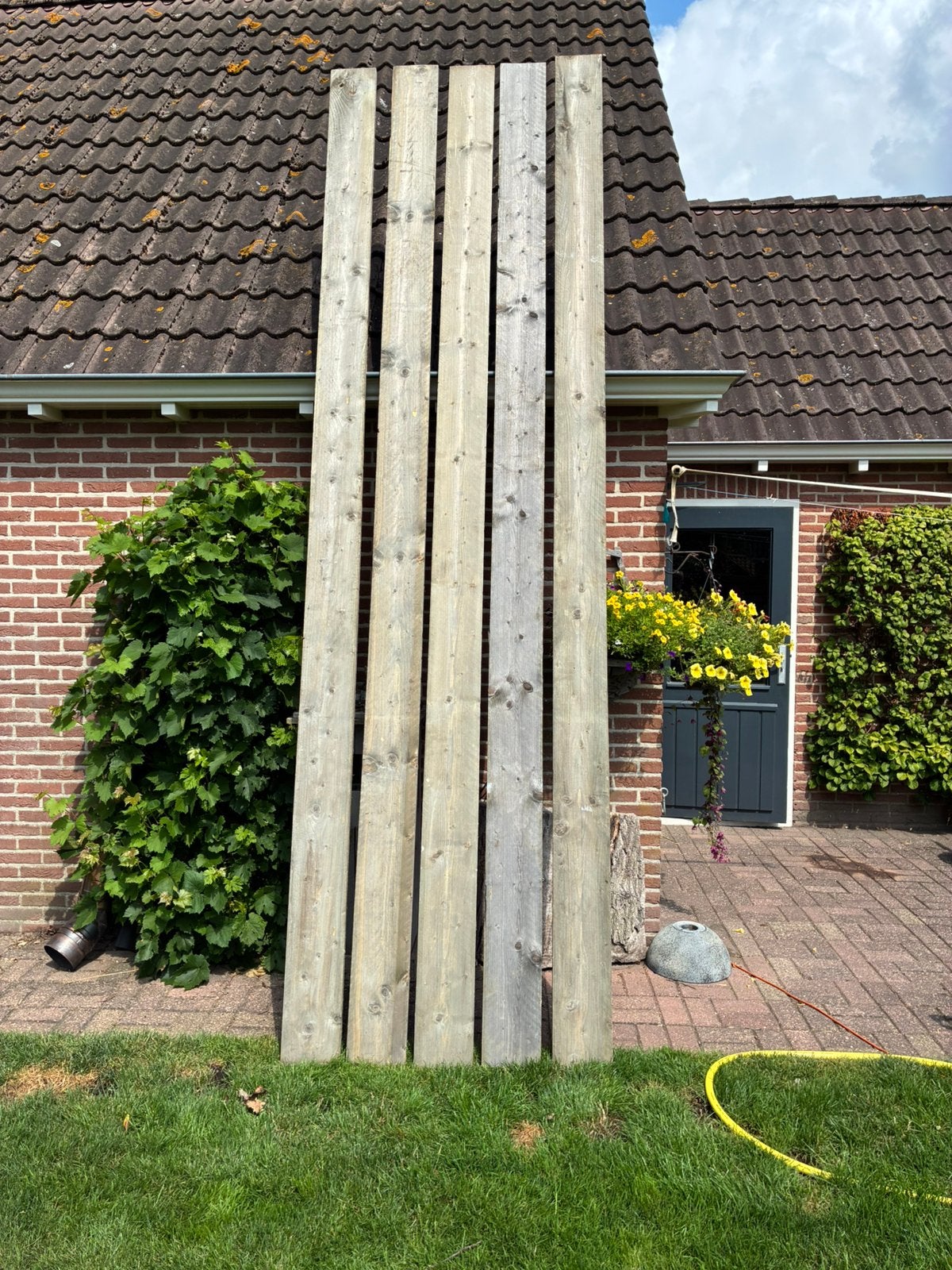 Tk 5 nieuwe vergrijsde steigerplanken .4 meter lang, Doe-het-zelf en Verbouw, Hout en Planken, 25 tot 50 mm, Nieuw, Ophalen of Verzenden