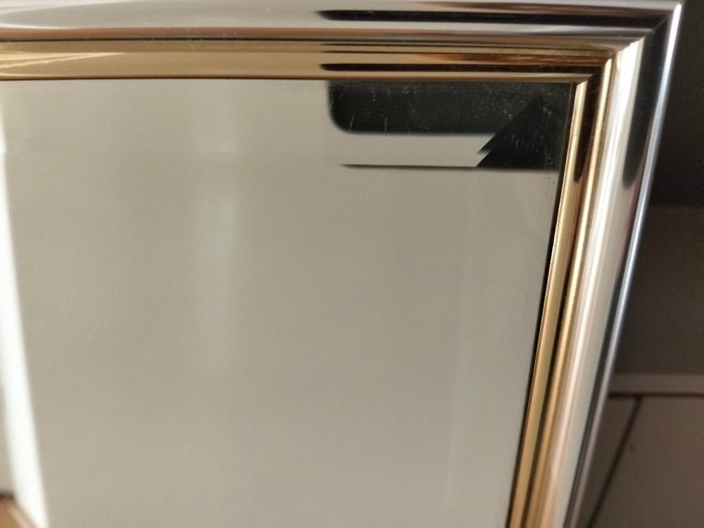 Spiegel met aluminium lijst en gouden rand, Huis en Inrichting, Woonaccessoires | Spiegels, Ophalen