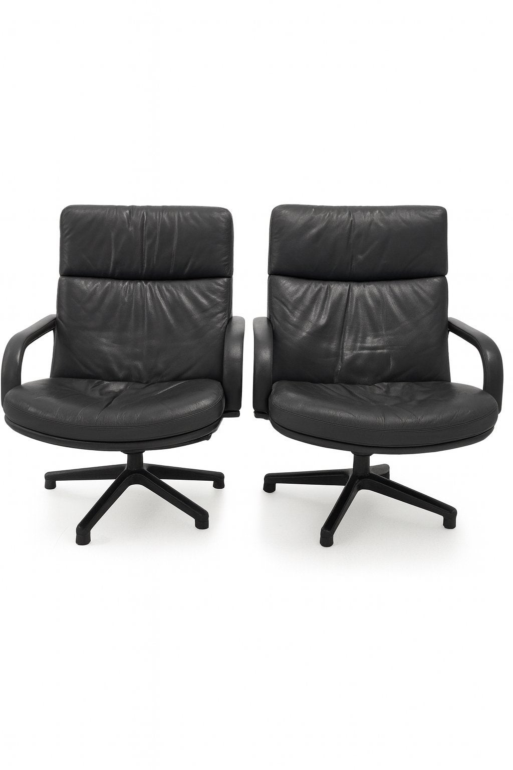 Twee 'F141' fauteuils Geoffrey David Harcourt voor Artifort., Ophalen, Gebruikt, Minder dan 75 cm, Leer