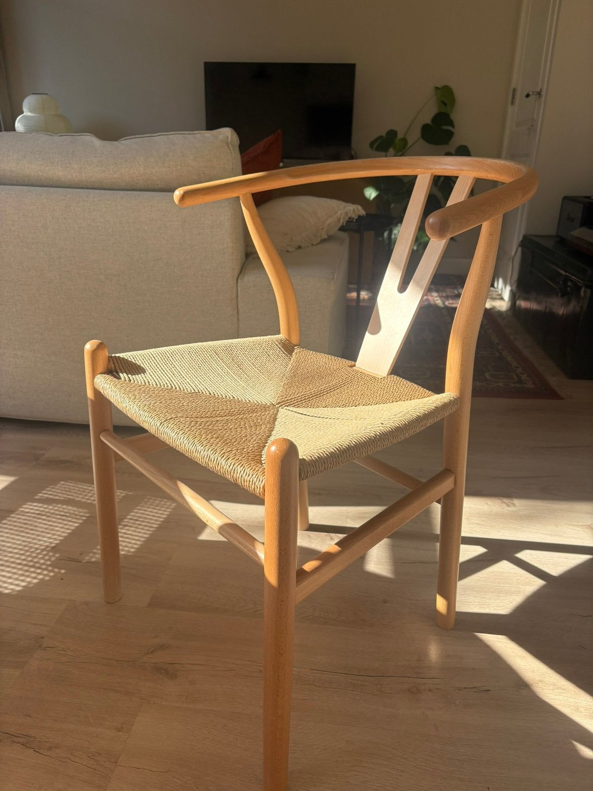 Wishbone chair scandinavian japandi stoel licht hout, Ophalen, Bruin, Zo goed als nieuw, Eén