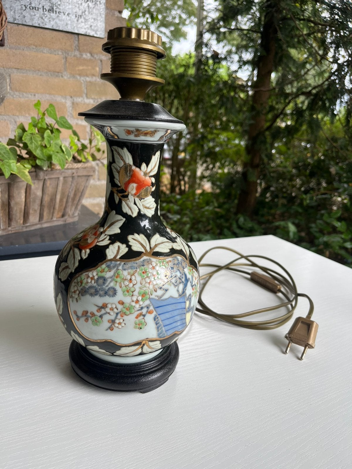 Vintage Aziatische Vaaslamp / Tafellamp – Jaren '70/'80, Ophalen of Verzenden, Gebruikt
