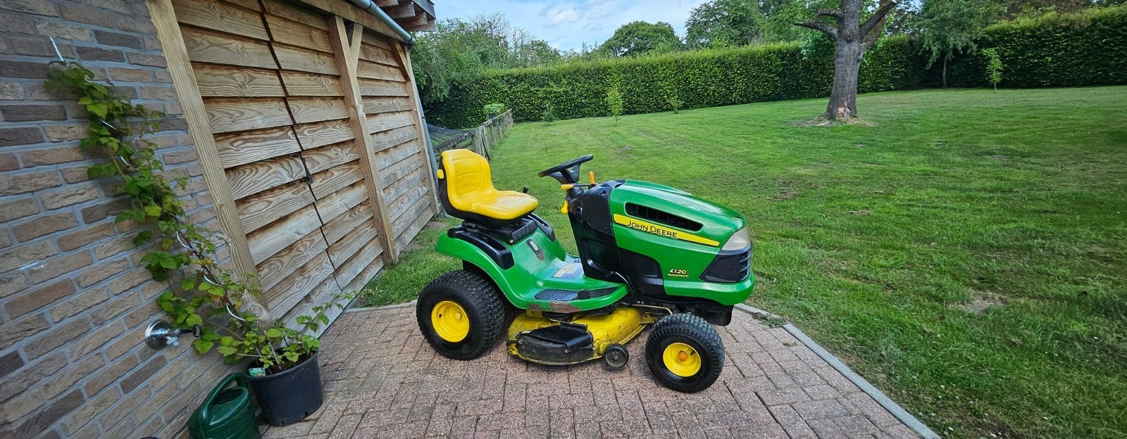John Deere X120 Zitmaaier - Motorrevisie gehad, Mulchdek, Cirkelmaaier, Gebruikt, Mulchfunctie, Benzine-grasmaaier