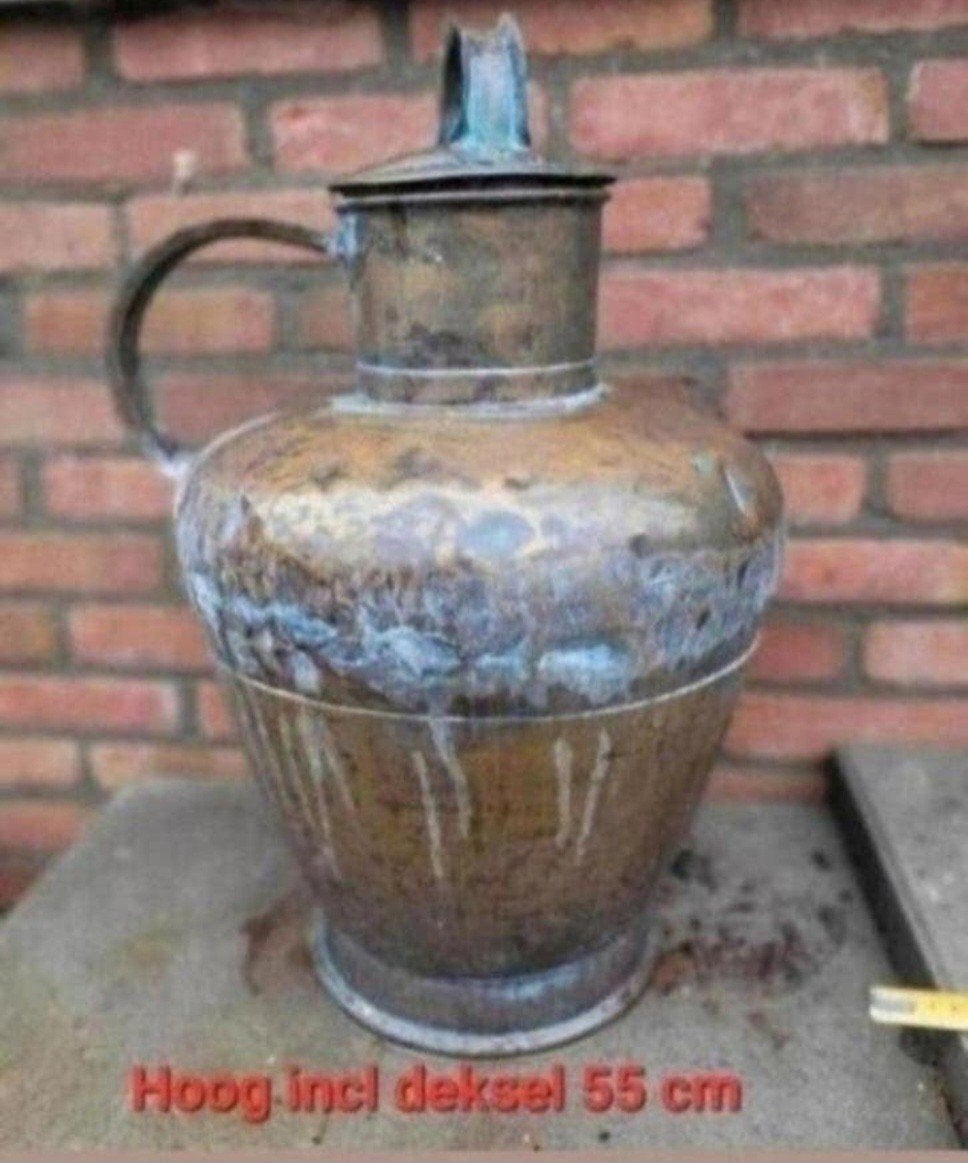 Antieke brocante vintage koperen melkbus / kan - bodemvondst, Ophalen of Verzenden, Koper