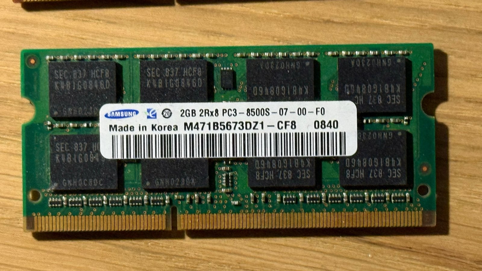 Samsung 2GB DDR3 RAM PC3-8500S Laptop Geheugen, Ophalen, DDR3, Zo goed als nieuw, 2 GB