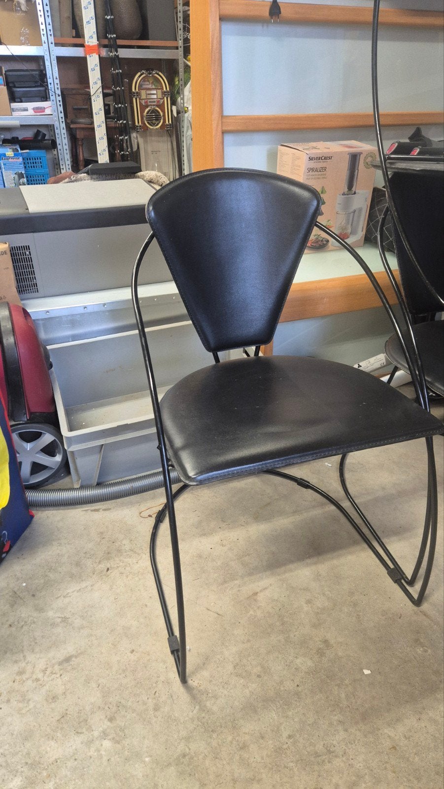 4 Zwarte Leren Stoelen - Modern Design, Huis en Inrichting, Ophalen, Gebruikt, Zwart, Leer