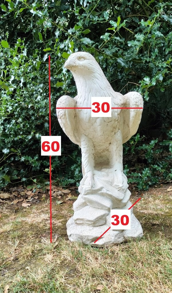 Adelaar op rots. Beton. 60 x 30 x 30 cm. 32 kg., Tuin en Terras, Tuinbeelden, Ophalen, Gebruikt, Beton, Dierenbeeld