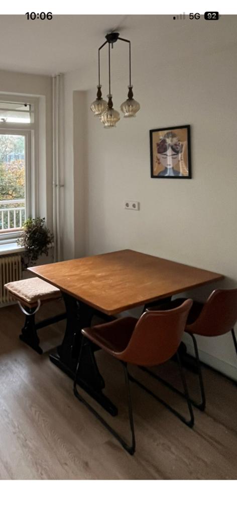 Tafel (120x 80 cm) + bijpassend bankje, Ophalen, 100 tot 150 cm, 50 tot 100 cm, Vier personen