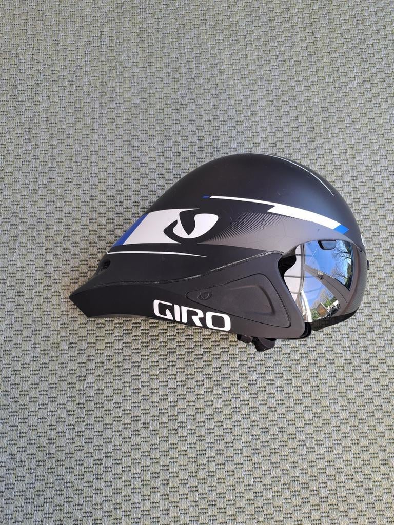 Giro TT Aero Triathlon Tijdrit Fietshelm Blauw/Wit/Zwart, Fietsen en Brommers, Gebruikt, Ophalen of Verzenden, Heer of Dame, M