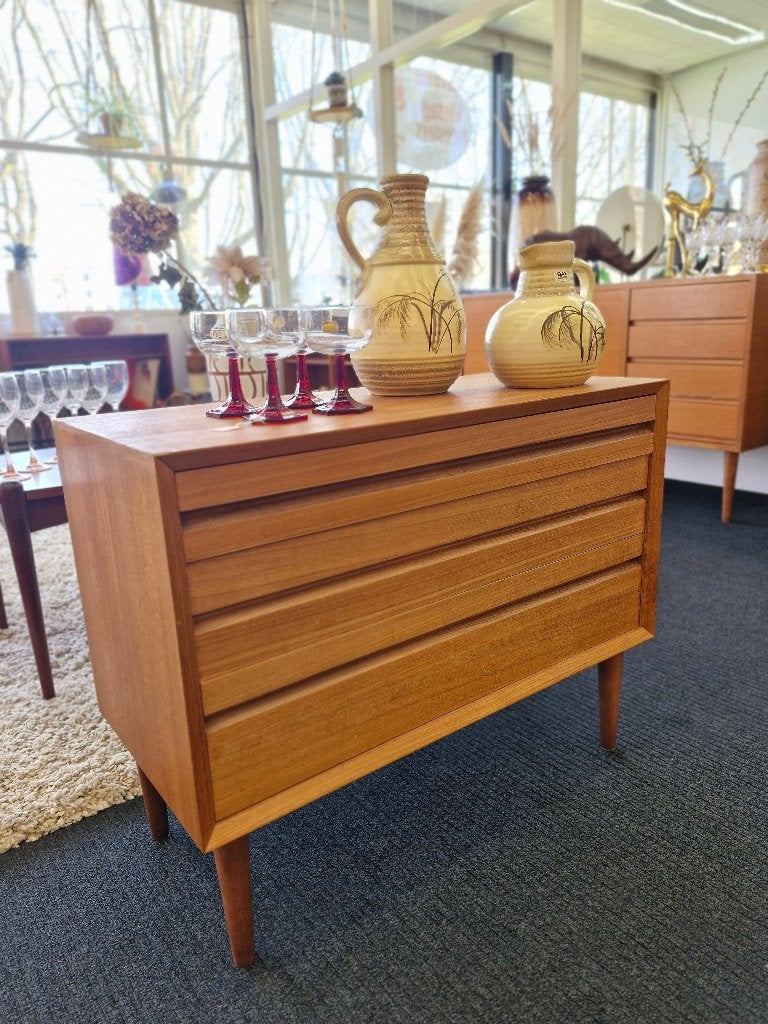 Vintage ladekastje Deens 70s teak, Ophalen, ., 50 tot 100 cm, .