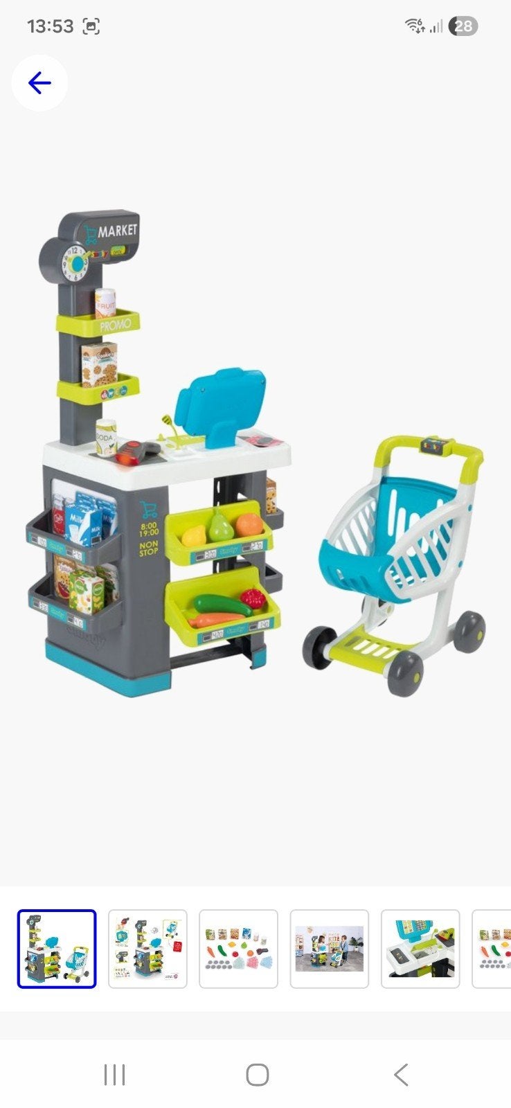 Smoby Supermarkt Speelset met Kassa en Boodschappen, Ophalen of Verzenden, Gebruikt, Jongen of Meisje