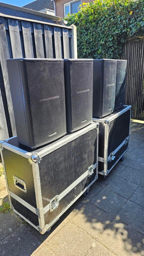 4x Community S1296 12 inch pa speaker met flightcase, Gebruikt, Overige typen, 120 watt of meer, Ophalen