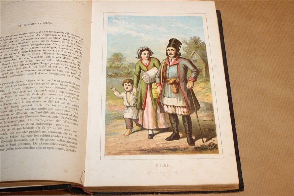 Geschiedenis der Europeesche Volken — Gekleurde Litho’s 1874, Antiek en Kunst, Ophalen of Verzenden
