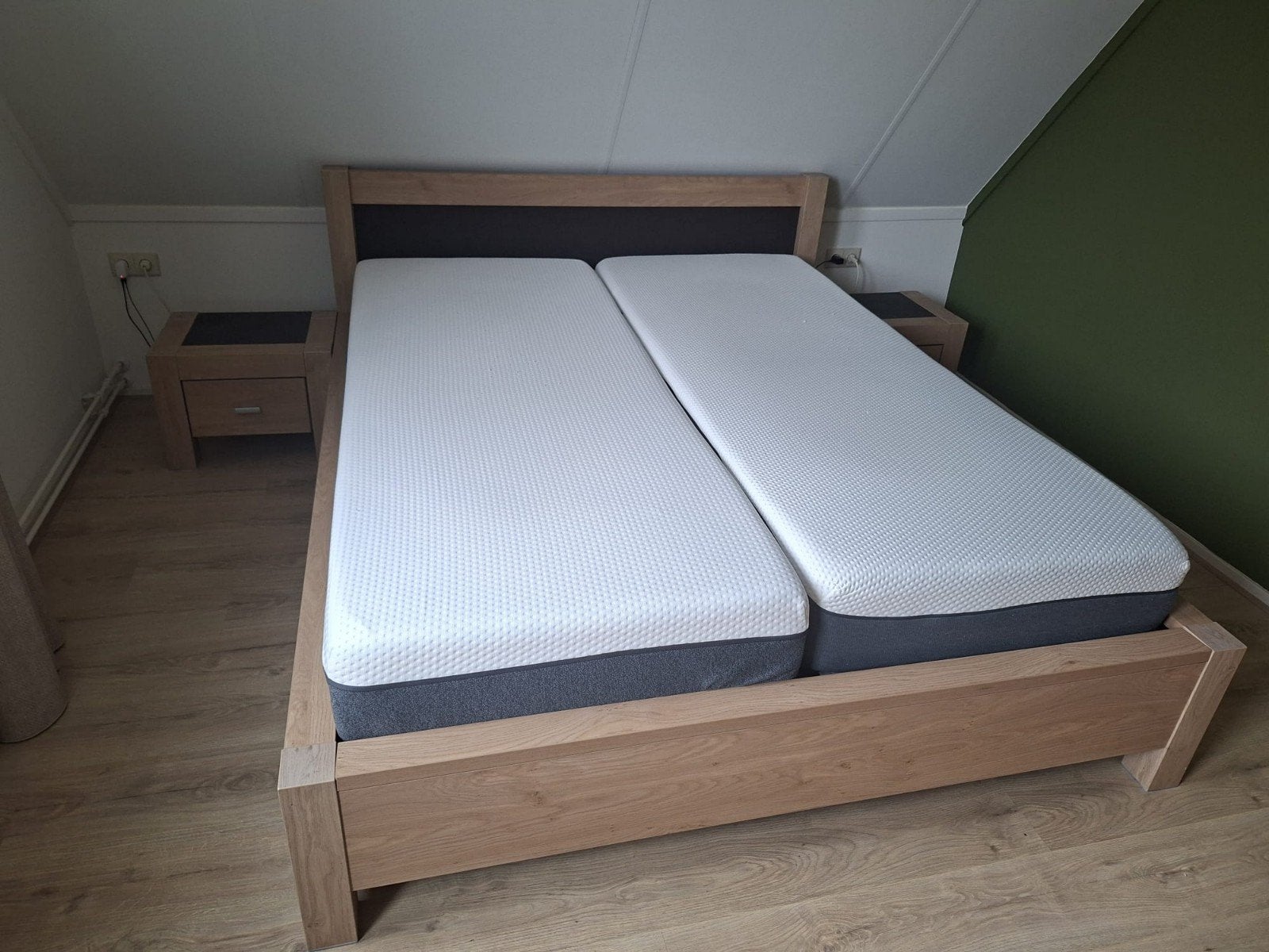 Tweepersoonsbed met elektrische lattenbodem, Ophalen, Wit, Tweepersoons, 200 cm