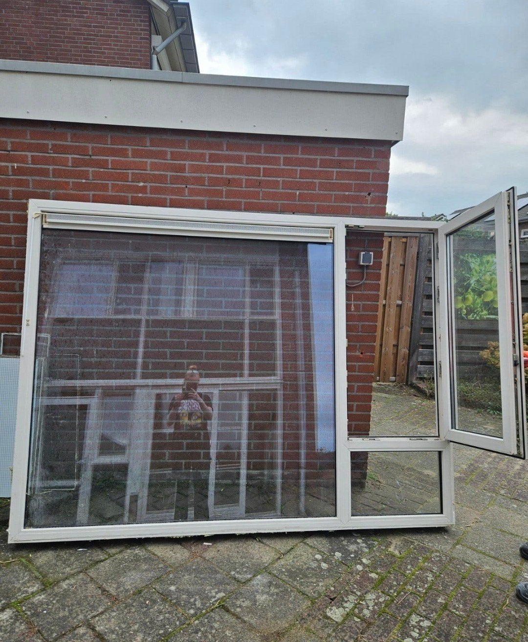 Kunststof kozijn met 3 ramen, dubbel glas, ventilatierooster, Ophalen, Gevelraam of Ruit, Gebruikt, 160 cm of meer