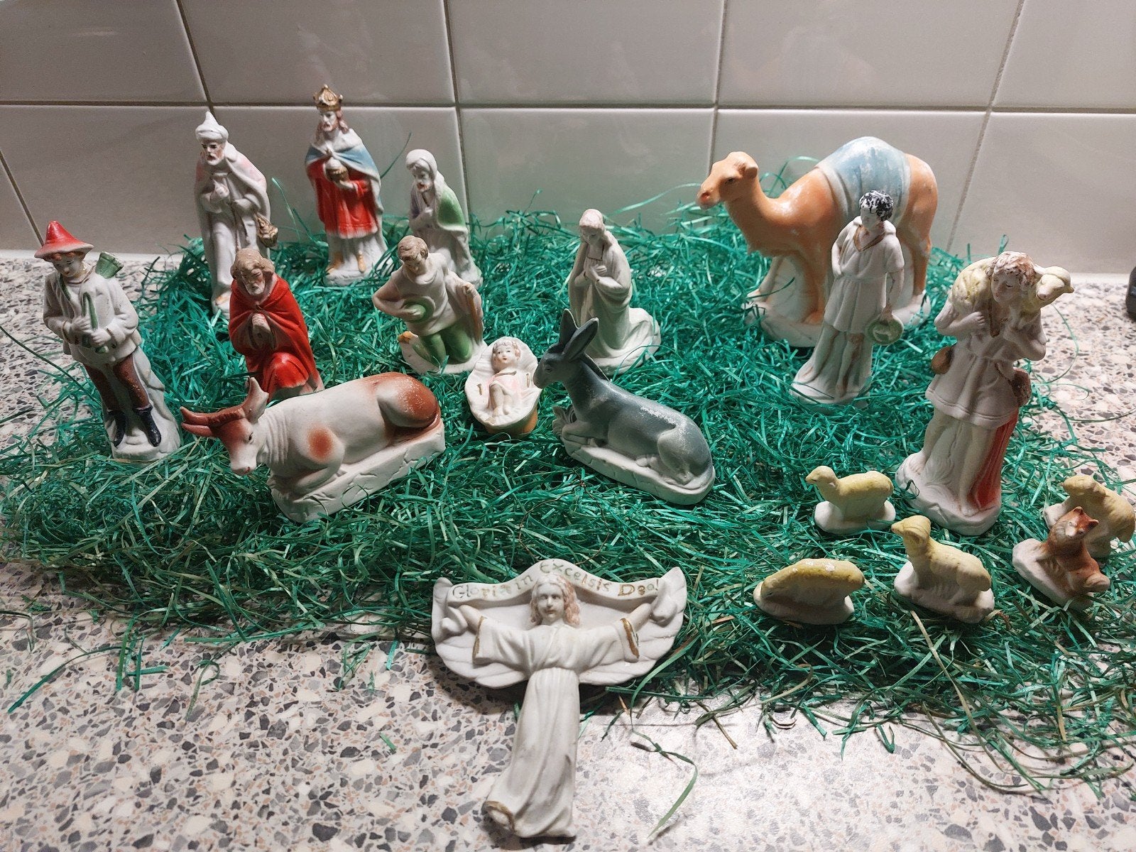 antieke beeldengroep voor kerststal, biscuit porselein, Diversen, Ophalen of Verzenden, Gebruikt