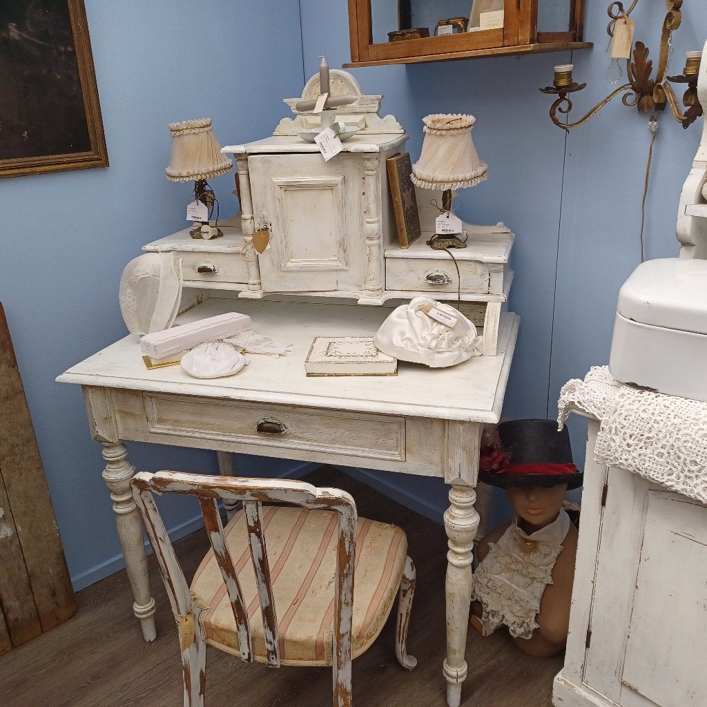 Prachtig antiek brocante bureau,secretaire - Shabby Chic wit, Huis en Inrichting, Ophalen, Gebruikt, Brocante, landelijk, shabby chic / distressed look.
