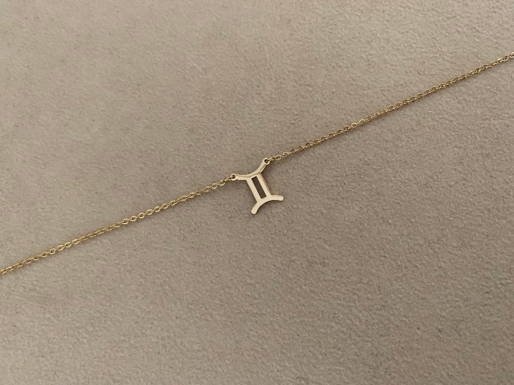 Gouden ketting met sterrenbeeld bedel Tweelingen waterproof, Nieuw, Ophalen of Verzenden, Goud, Overige materialen